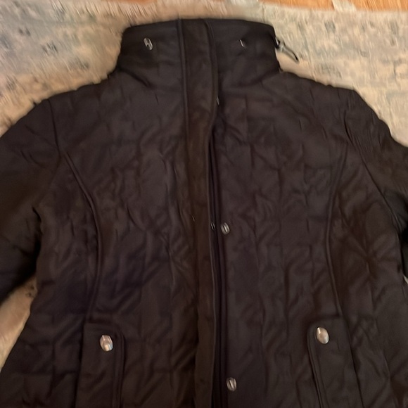 Weathercast Black Houndstooth Quilted Jacket with Hideaway Hood - Picture 11 of 16